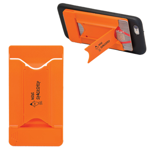 CU8882-C-LOCKDOWN CARD HOLDER WITH STAND AND SCREEN CLEANER-Orange (Clearance Minimum 330 Units)