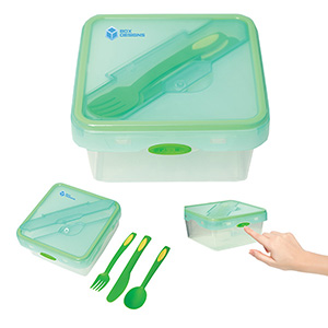 KP9121-ALBERTAN LUNCH CONTAINER WITH CUTLERY-Green